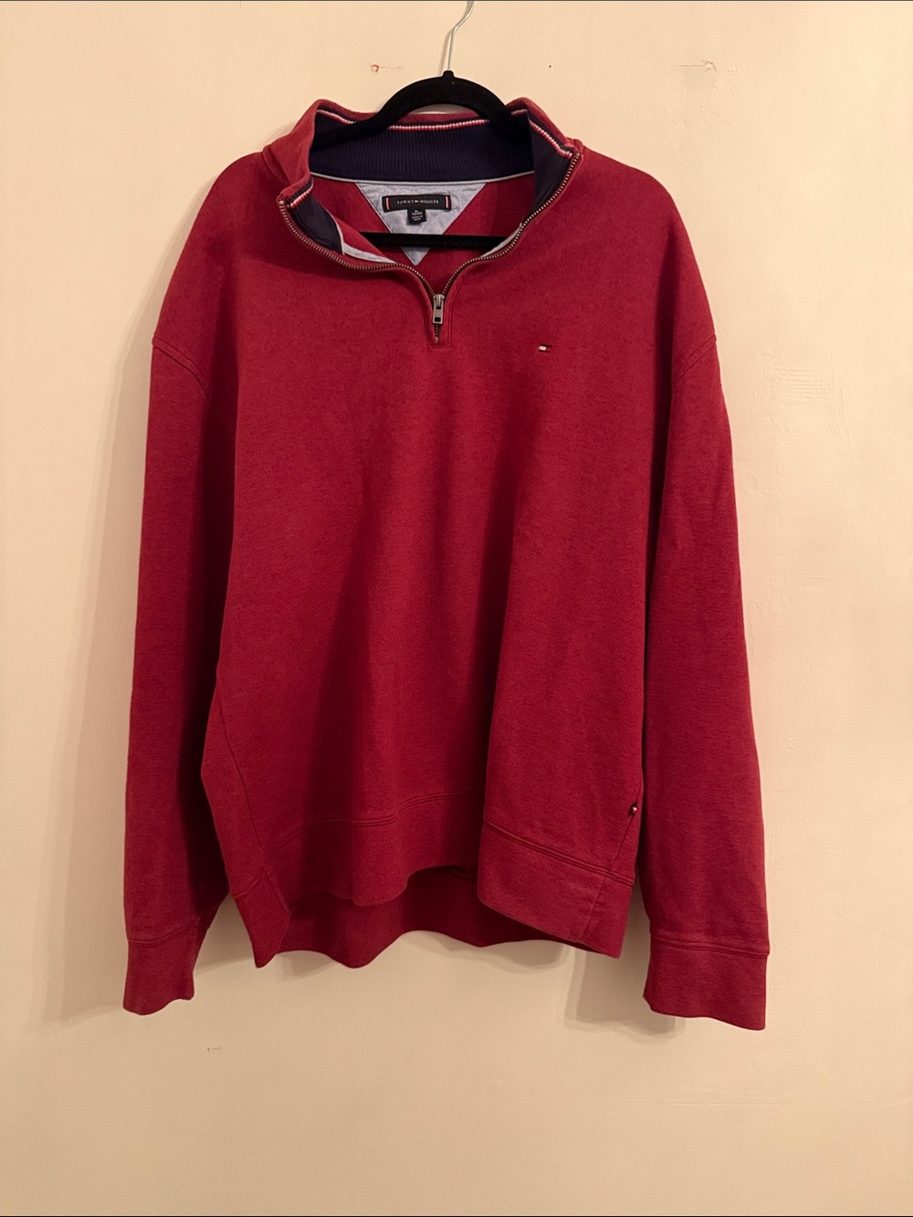 Tommy Hilfiger Men's Deep Red Half-Zip Pullover Sweater
